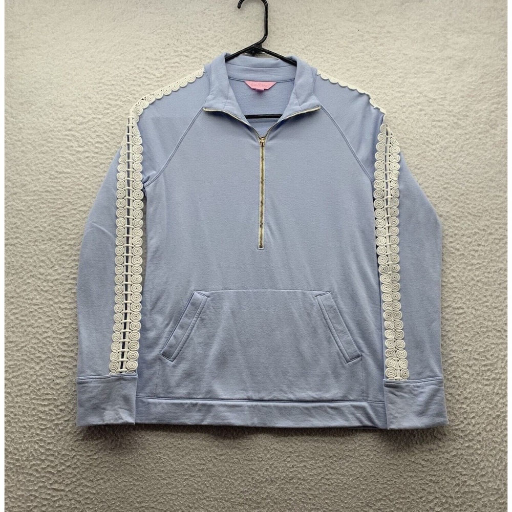 Lilly Pulitzer Skipper Popover Womens XS 1/2 Zip Jacket Classy Preppy Blue White